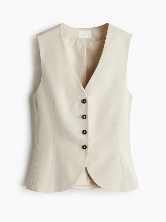 H&M Tops - H&M Cream Tailored Button-Front Vest